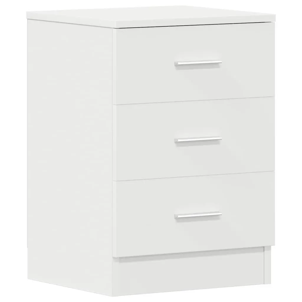 Bedside Cabinet White Nightstand 3 Drawer Storage Table