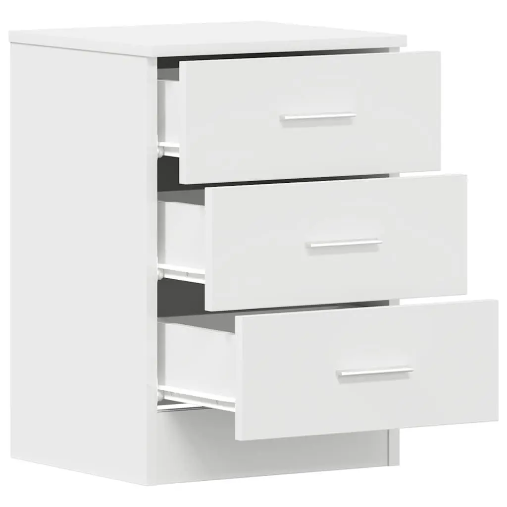 Bedside Cabinet White Nightstand 3 Drawer Storage Table