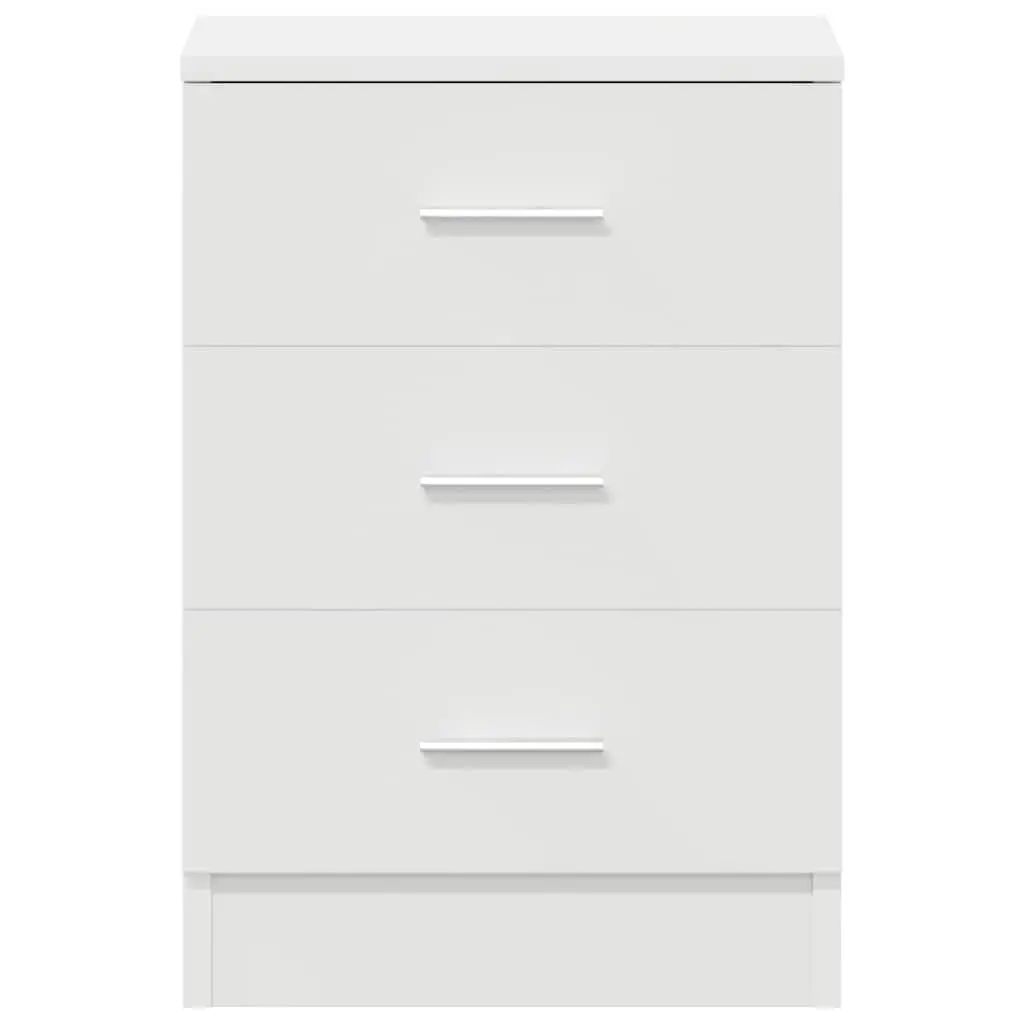 Bedside Cabinet White Nightstand 3 Drawer Storage Table