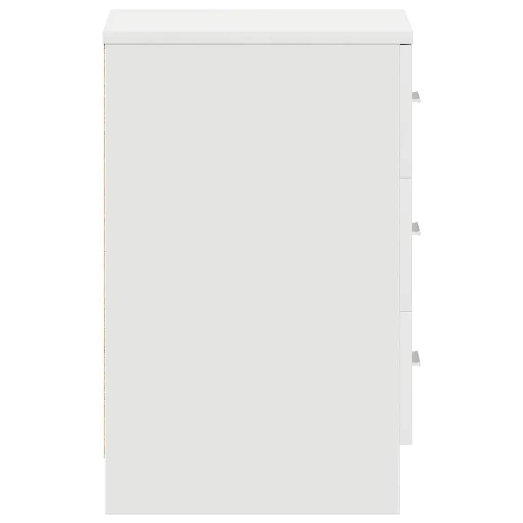 Bedside Cabinet White Nightstand 3 Drawer Storage Table