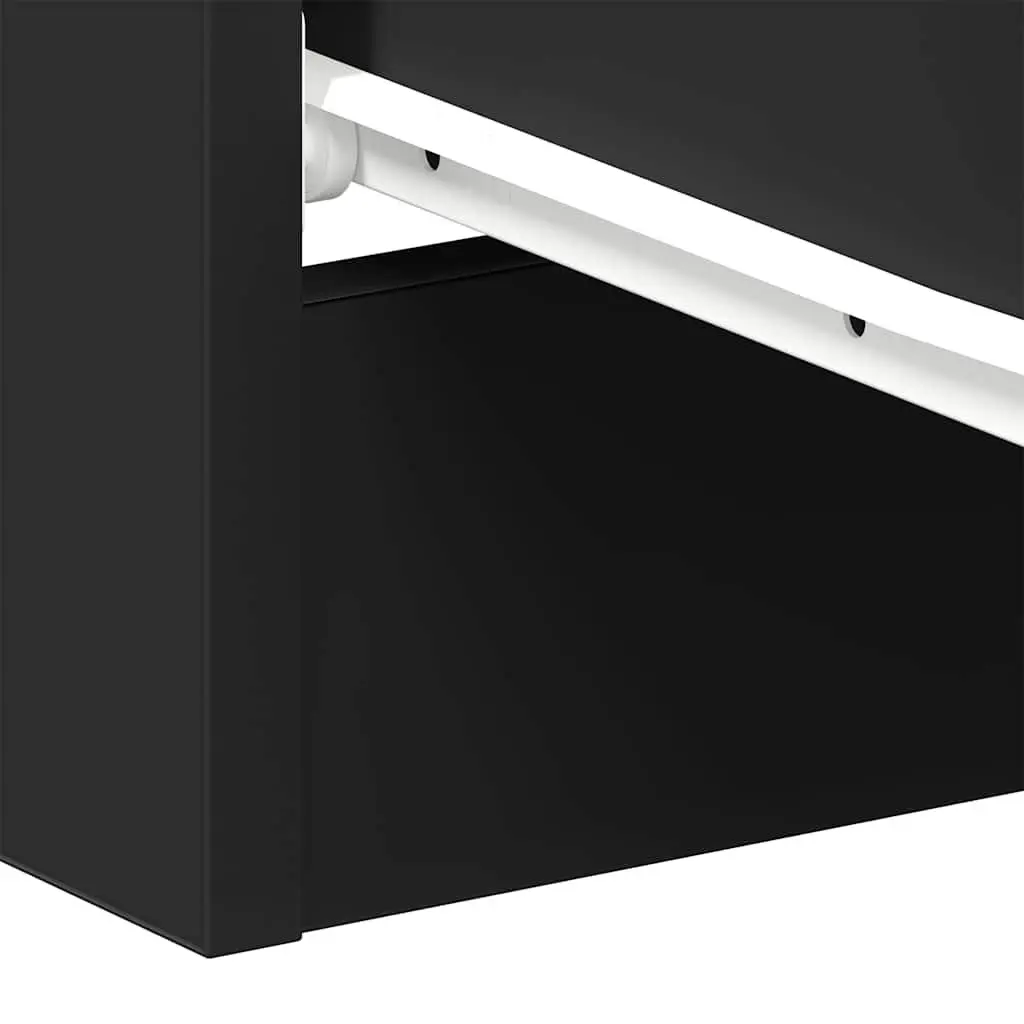 Bedside Cabinets Black Nightstand with Three Drawers 38 x 35 x 56 cm 2 pcs