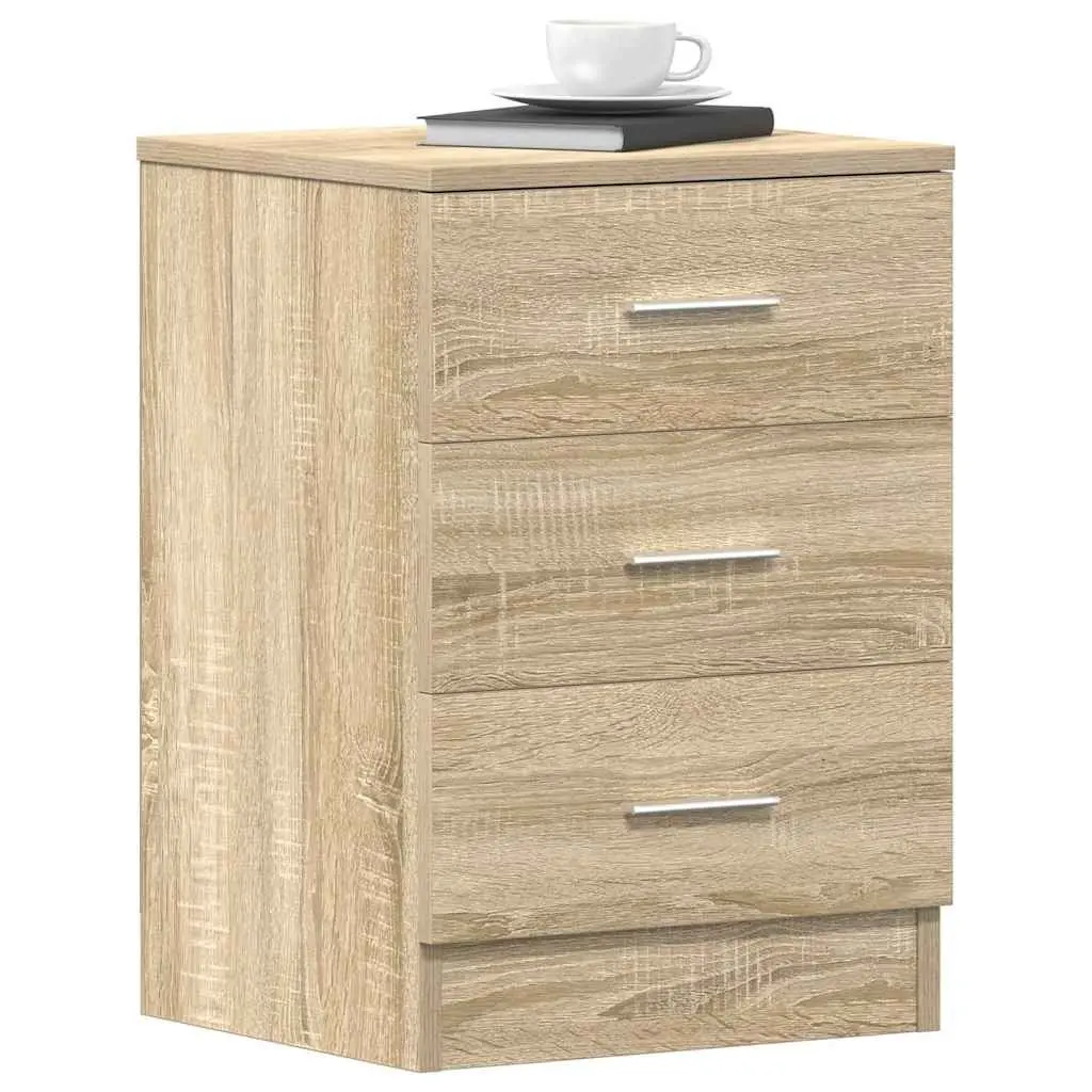 Bedside Tables 2 pcs Brown Engineered Wood Nightstand Storage Cabinet Drawers