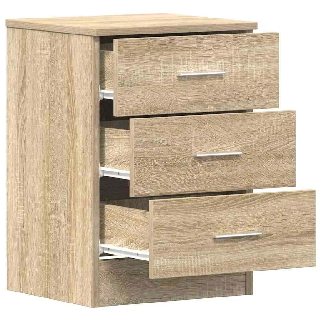 Bedside Tables 2 pcs Brown Engineered Wood Nightstand Storage Cabinet Drawers
