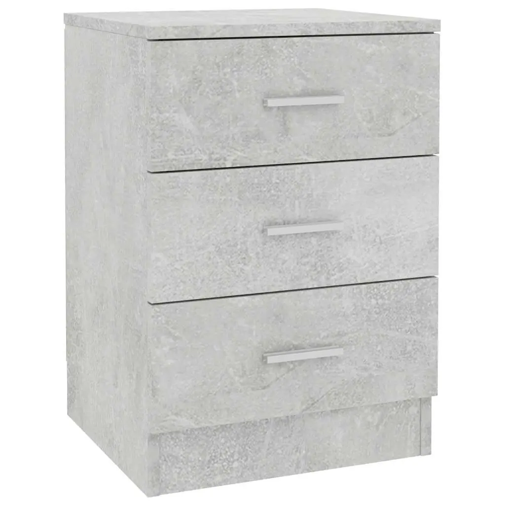 Bedside Cabinet Nightstand Concrete Grey 3 Drawers Bedroom Storage Table