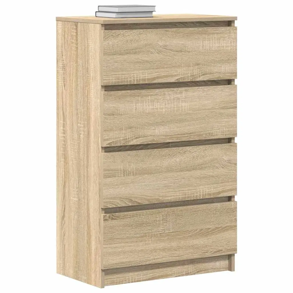 Sideboard Storage Cabinet with 4 Drawers Brown Engineered Wood Buffet Furniture