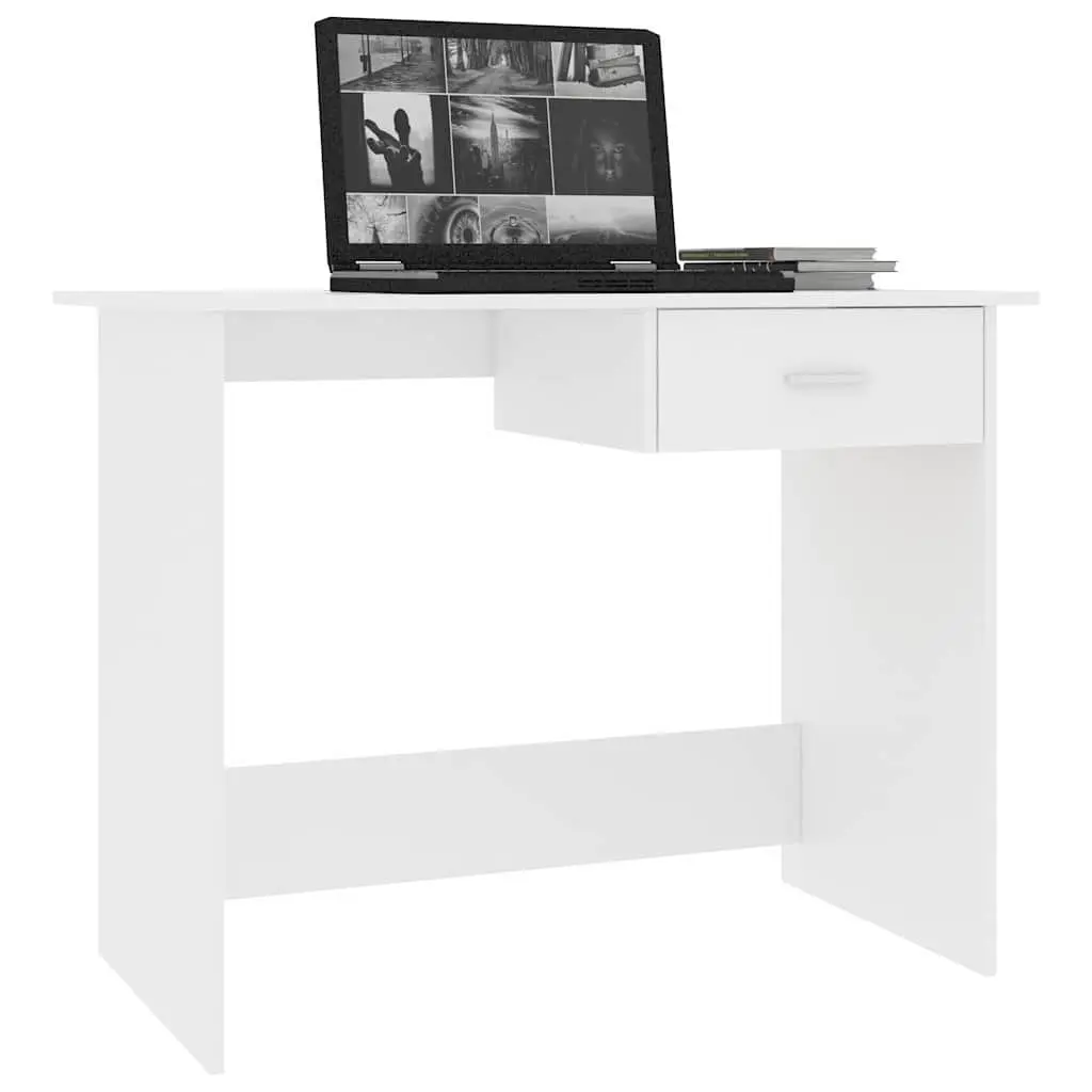White Office Desk with Integrated Drawer 100 x 50 x 76 cm
