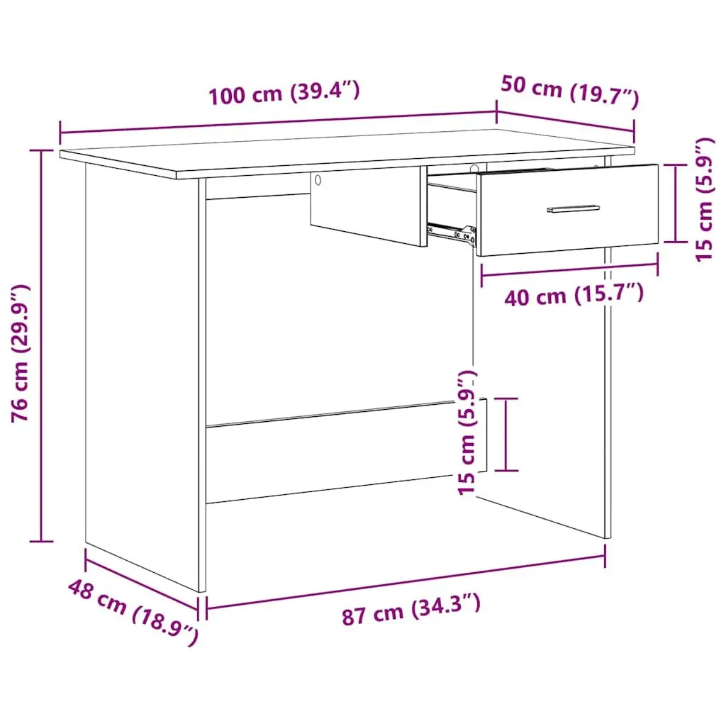 White Office Desk with Integrated Drawer 100 x 50 x 76 cm
