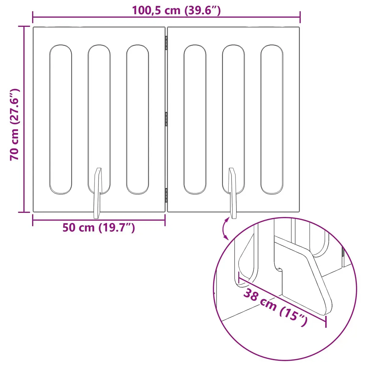 Folding Pet Fence Indoor Dog Barrier 2 pcs White 100.5 x 38 x 70 cm