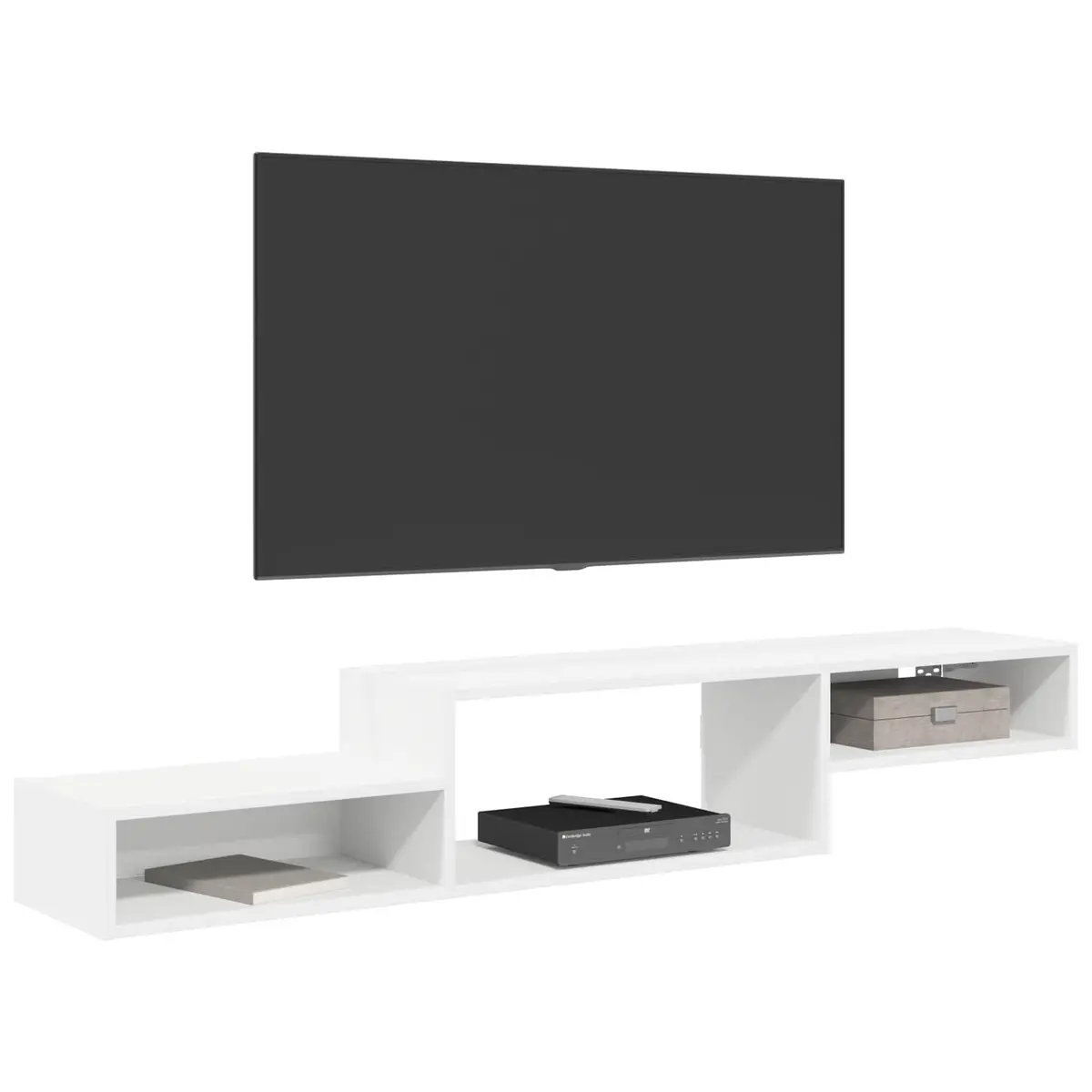 Wall-Mounted TV Cabinet White 150cm Storage Unit for Living Room
