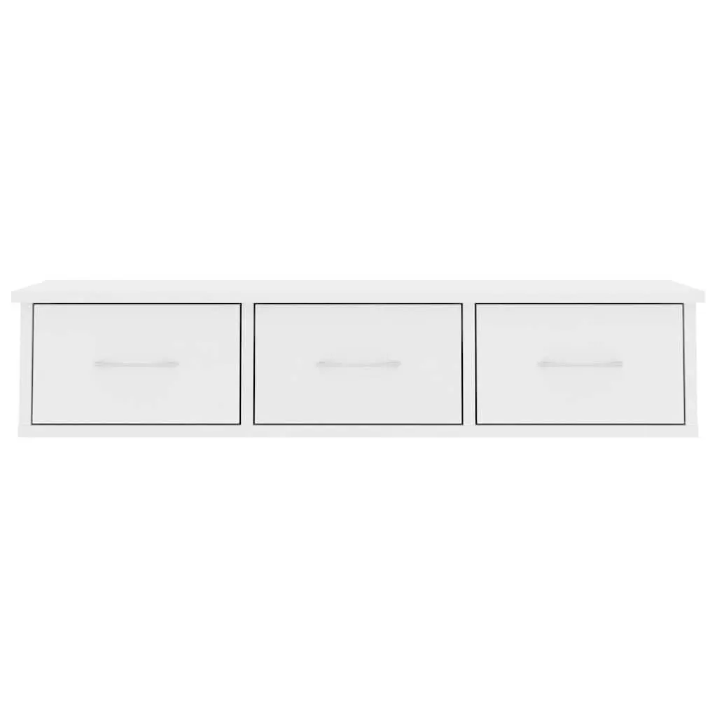 Wall-mounted Shelf with 3 Drawers White Floating Storage Cabinet Display
