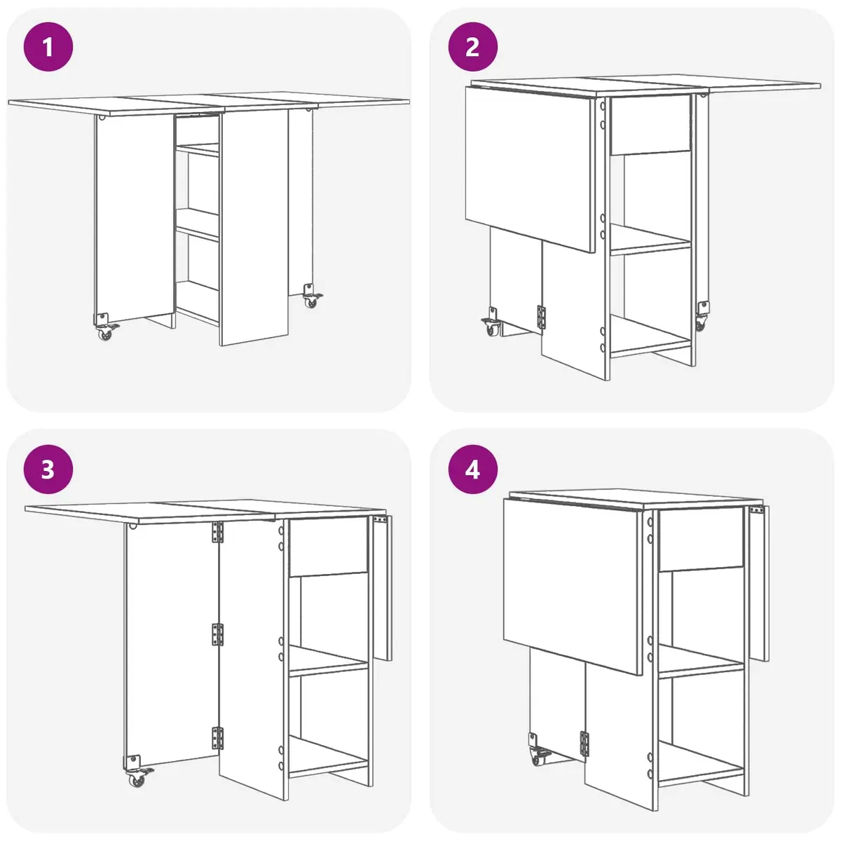Folding Dining Table White Engineered Wood 115 x 70 x 75 cm with Storage Shelves