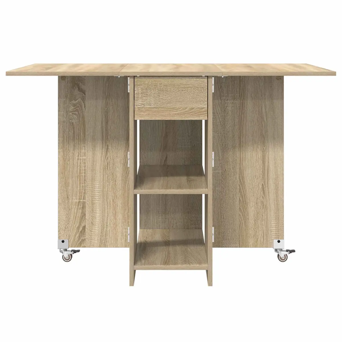 Dining Table Folding Top 115x70x75cm Engineered Wood Sonoma Oak with Storage Shelves