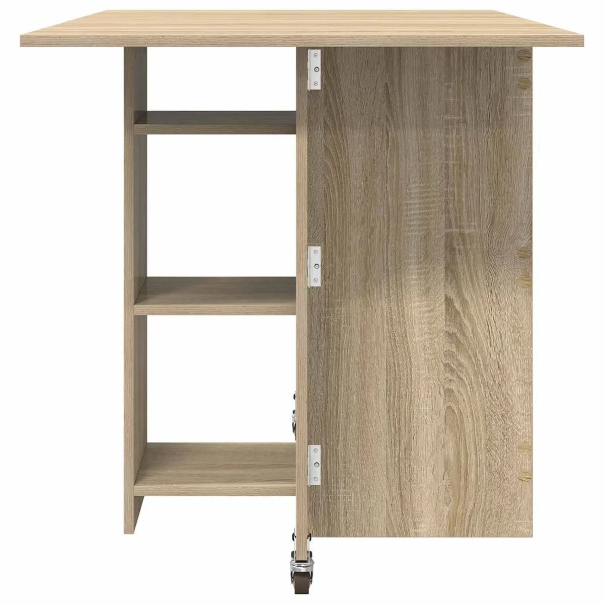 Dining Table Folding Top 115x70x75cm Engineered Wood Sonoma Oak with Storage Shelves