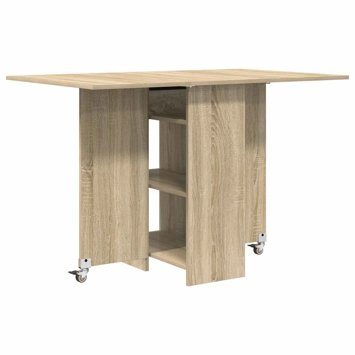 Dining Table Folding Top 115x70x75cm Engineered Wood Sonoma Oak with Storage Shelves