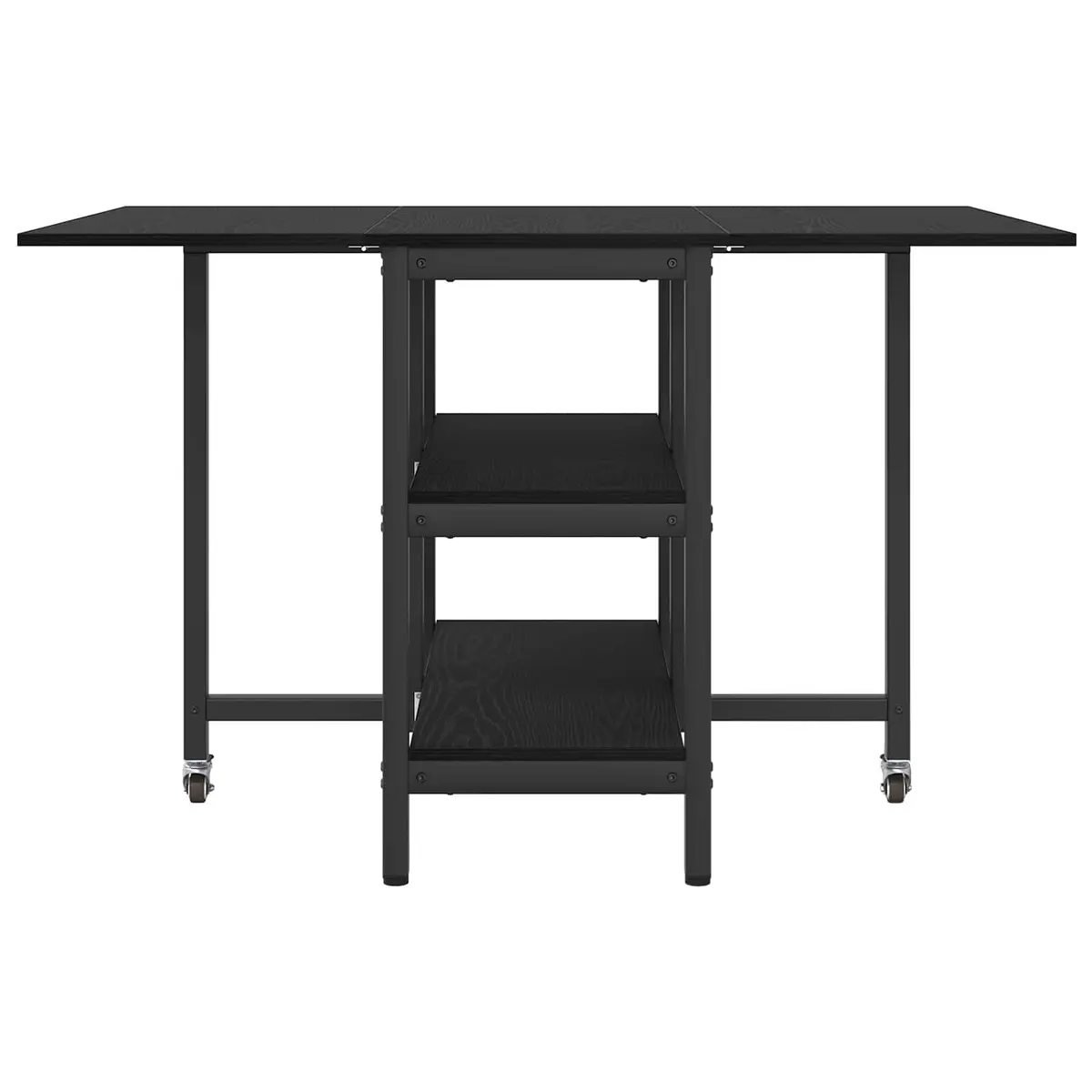 Dining Table Engineered Wood Black Oak 122x80x76.5cm Rectangular with Storage Shelves