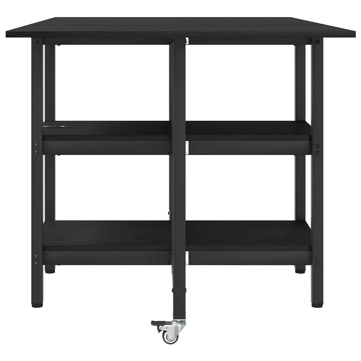 Dining Table Engineered Wood Black Oak 122x80x76.5cm Rectangular with Storage Shelves