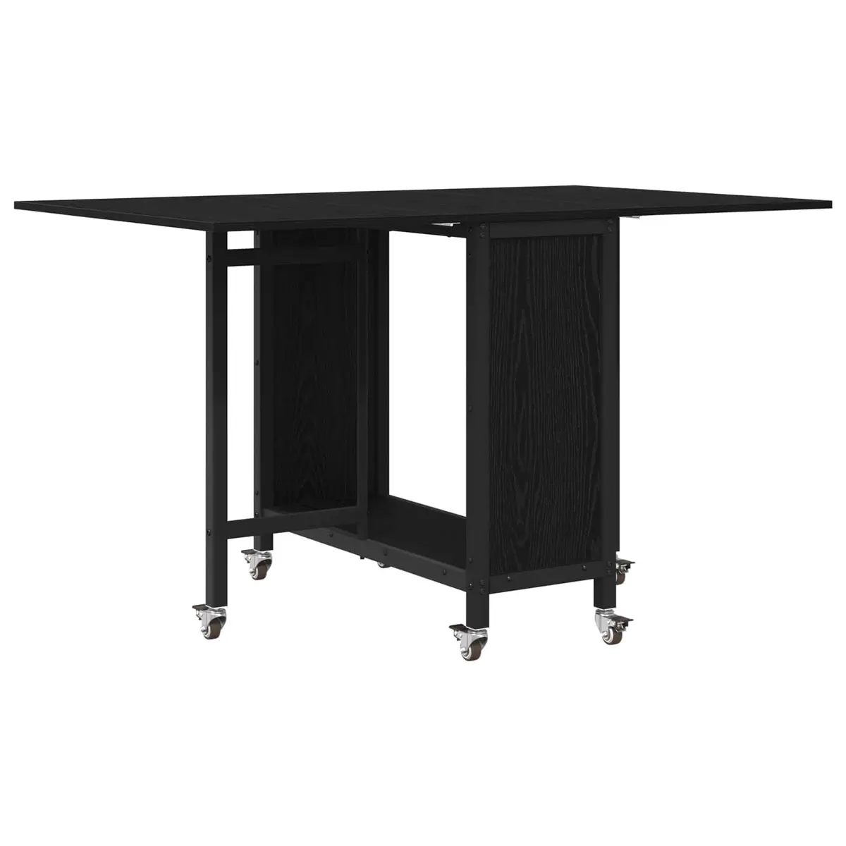 Folding Dining Table with Castors Black Engineered Wood Surface 130 x 80 x 76.5 cm