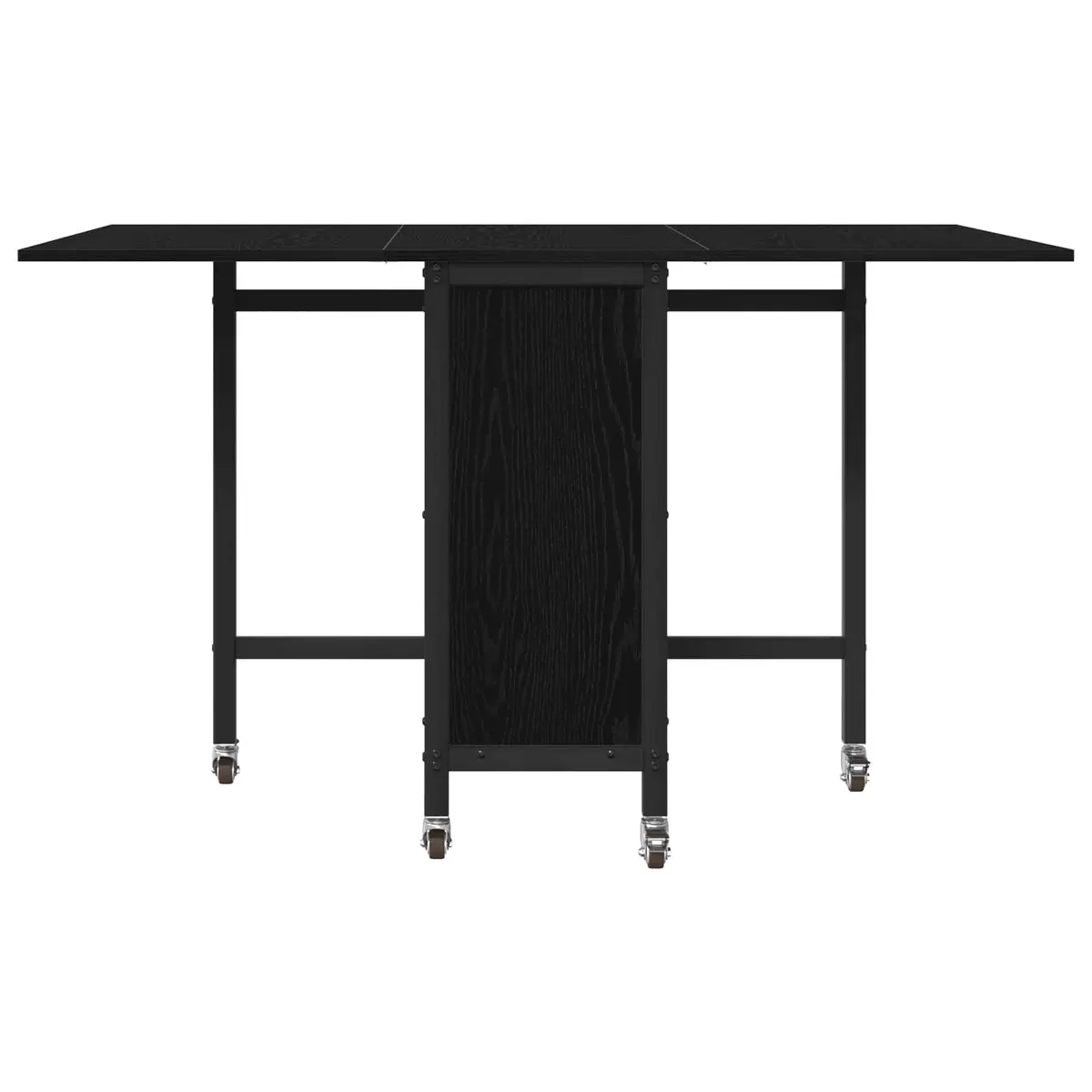 Folding Dining Table with Castors Black Engineered Wood Surface 130 x 80 x 76.5 cm