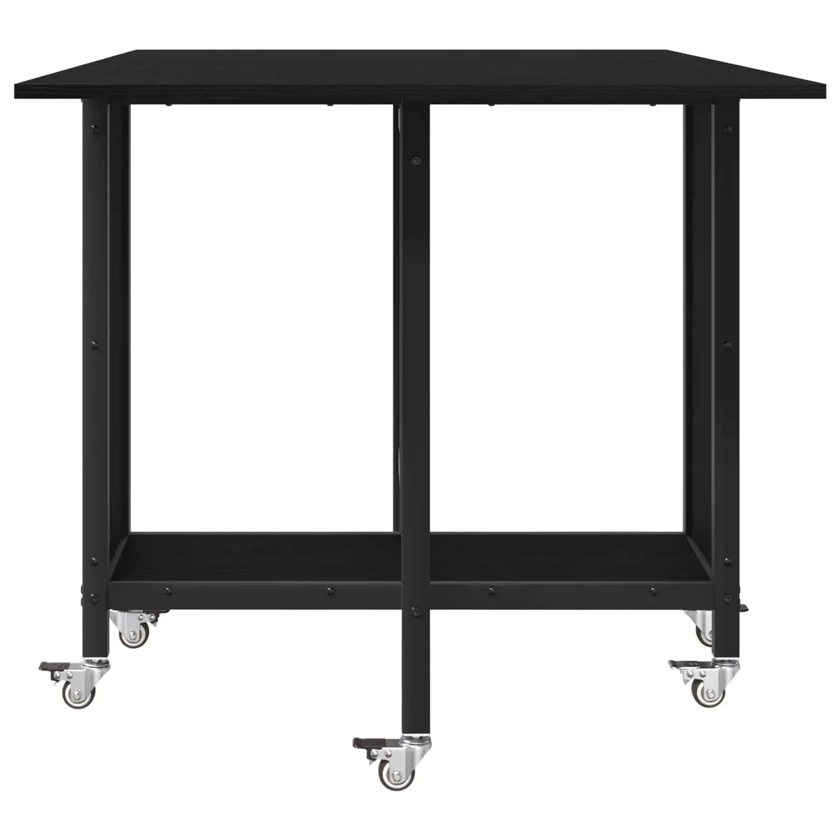Folding Dining Table with Castors Black Engineered Wood Surface 130 x 80 x 76.5 cm
