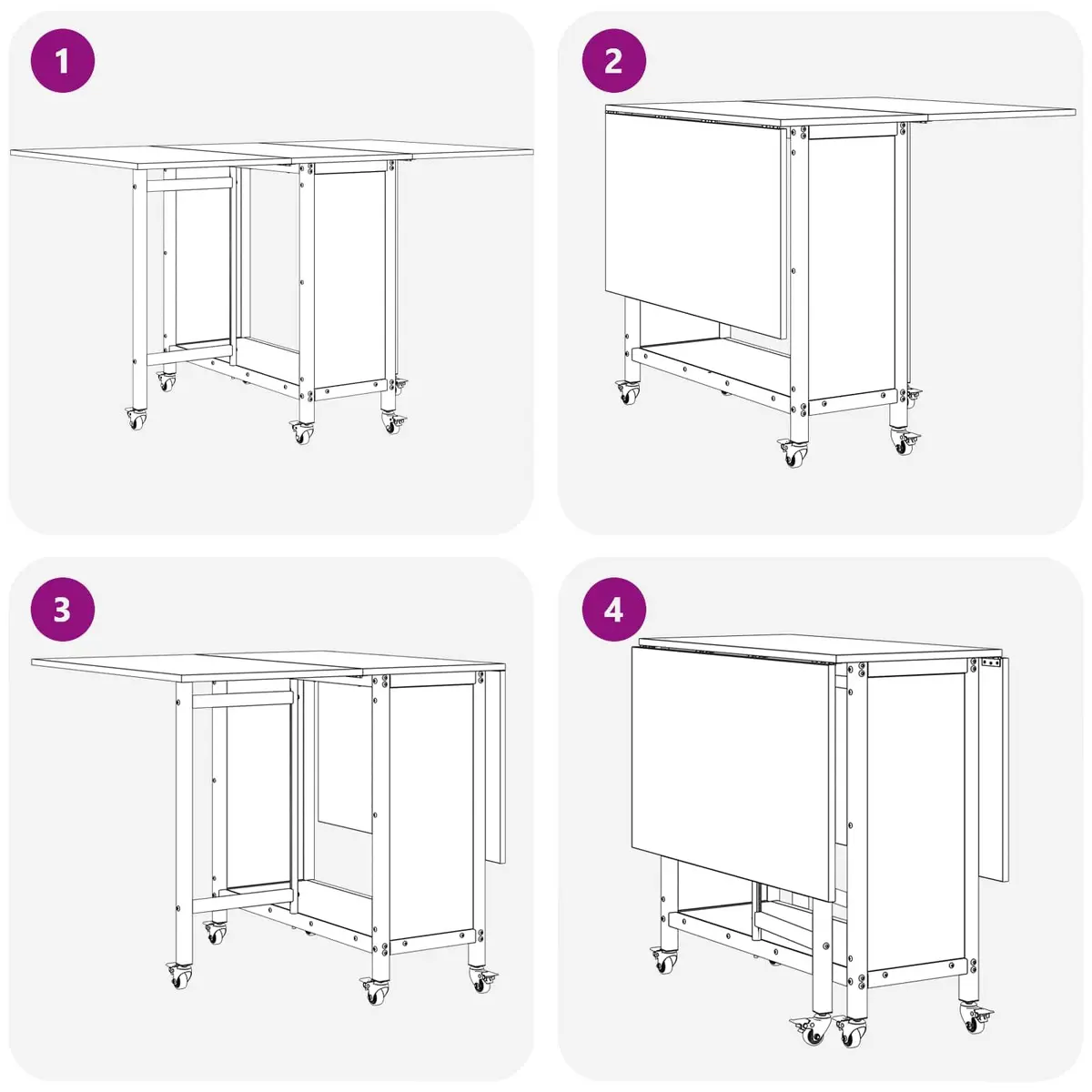 Folding Dining Table with Castors Black Engineered Wood Surface 130 x 80 x 76.5 cm