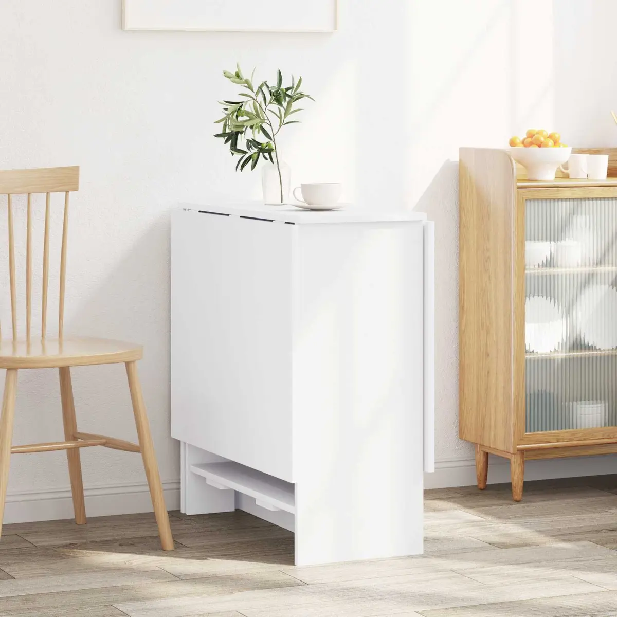 Extendable Folding Dining Table White Engineered Wood 138x70x73.5cm Kitchen Furniture
