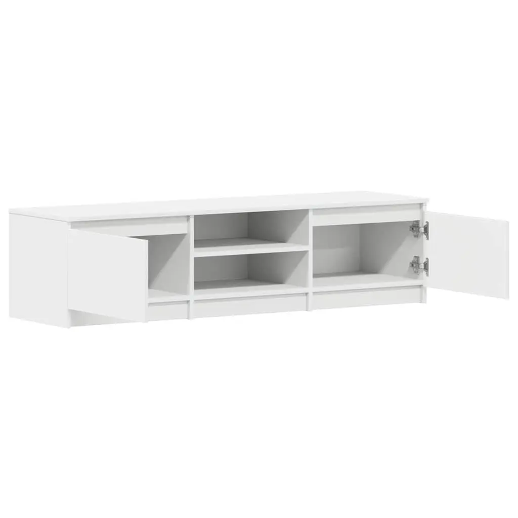 TV Cabinet White 140x40x35.5 cm with Doors Open Compartments Storage Unit