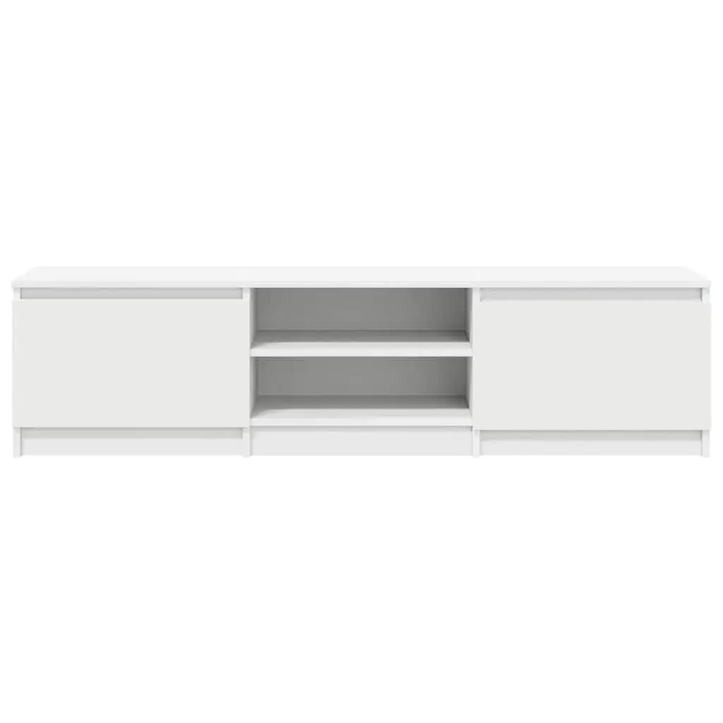 TV Cabinet White 140x40x35.5 cm with Doors Open Compartments Storage Unit