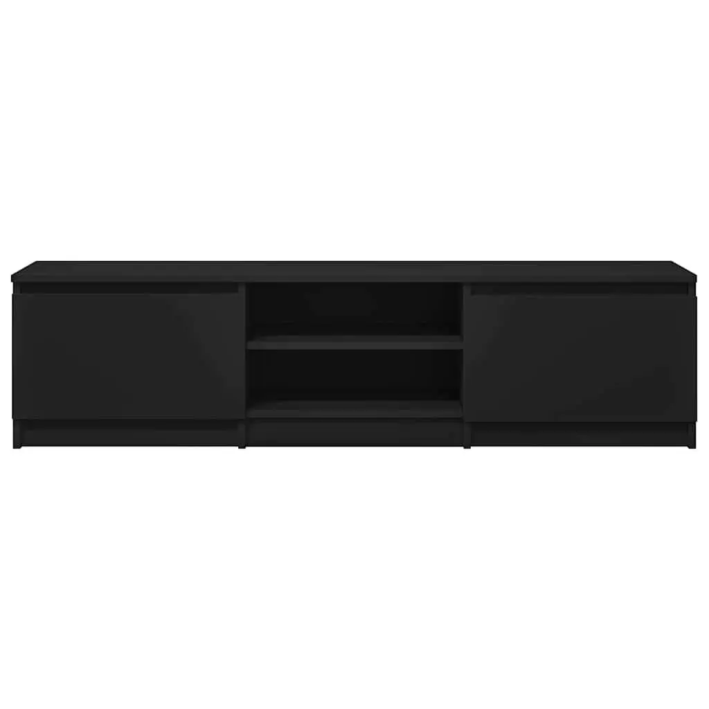 TV Cabinet Black 140x40x35.5 cm with 2 Doors 2 Open Compartments