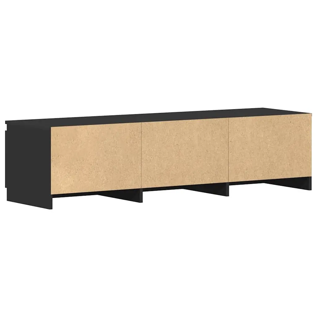 TV Cabinet Black 140x40x35.5 cm with 2 Doors 2 Open Compartments