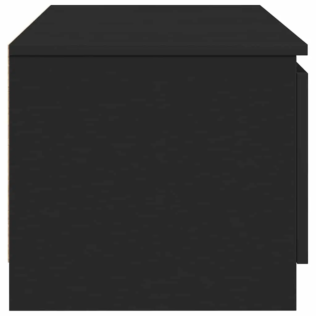 TV Cabinet Black 140x40x35.5 cm with 2 Doors 2 Open Compartments