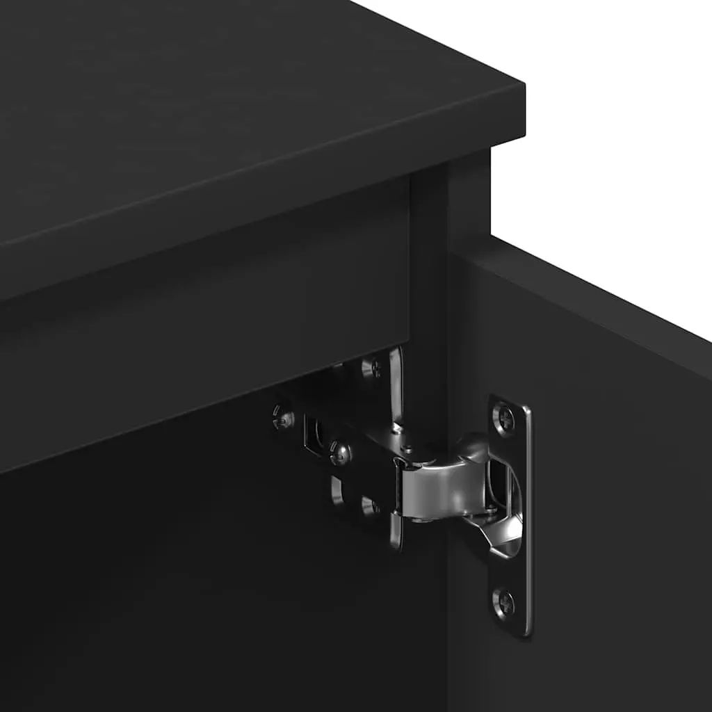 TV Cabinet Black 140x40x35.5 cm with 2 Doors 2 Open Compartments