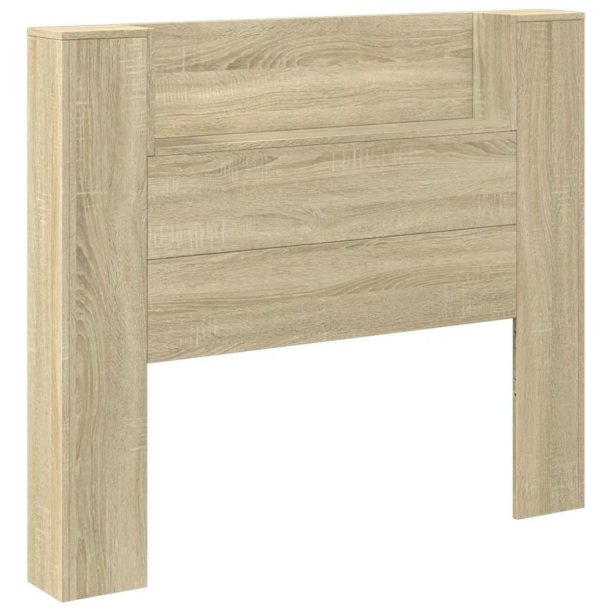 Headboard Cabinet Wall-Mounted Storage with LED Lights Tan 120cm Modern