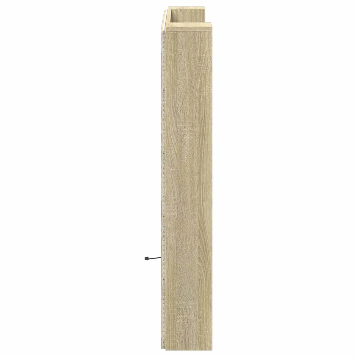 Headboard Cabinet Wall-Mounted Storage with LED Lights Tan 120cm Modern