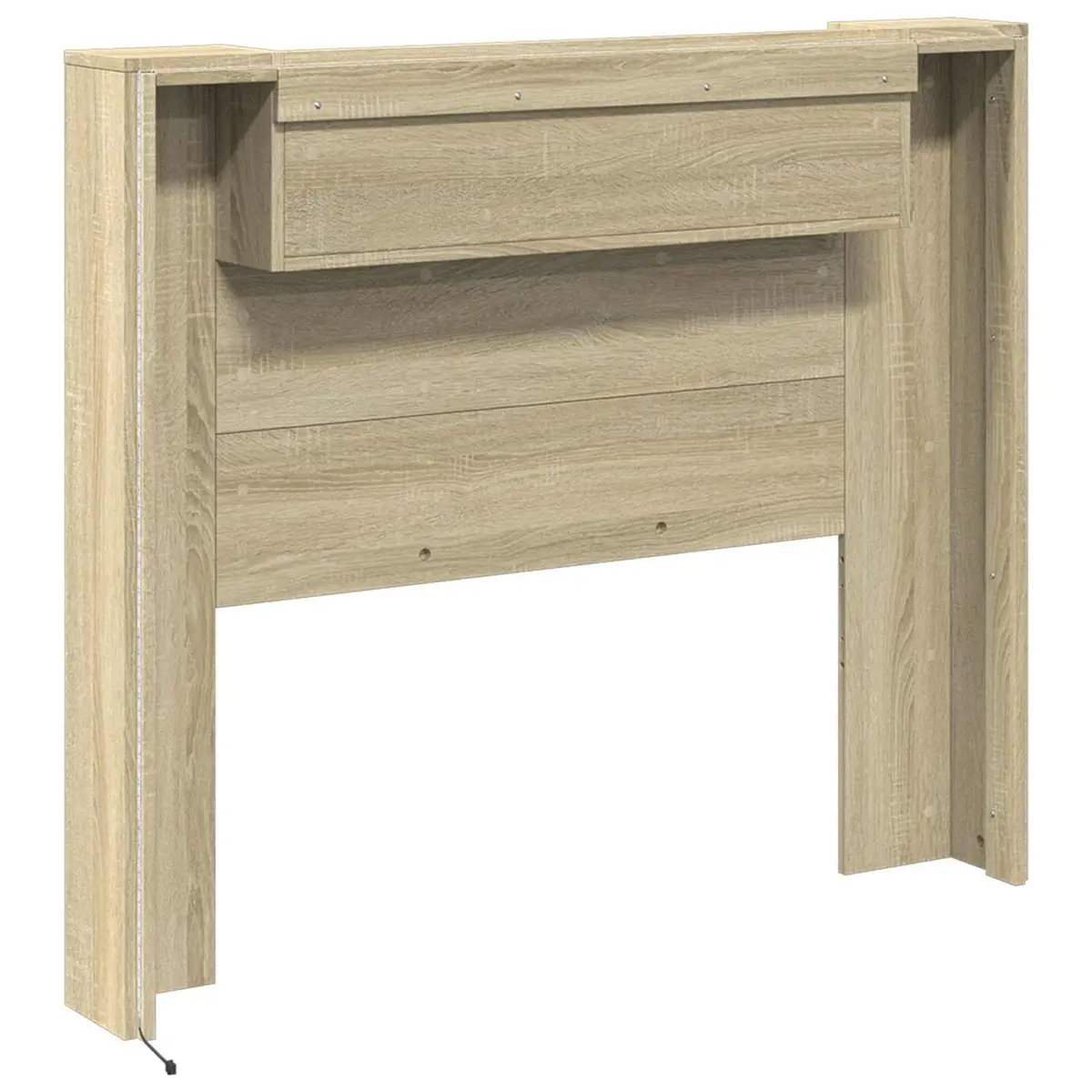 Headboard Cabinet Wall-Mounted Storage with LED Lights Tan 120cm Modern