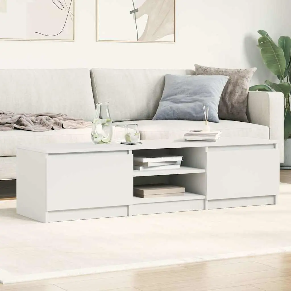 TV Cabinet High Gloss White 140cm Wide Modern Media Entertainment Unit