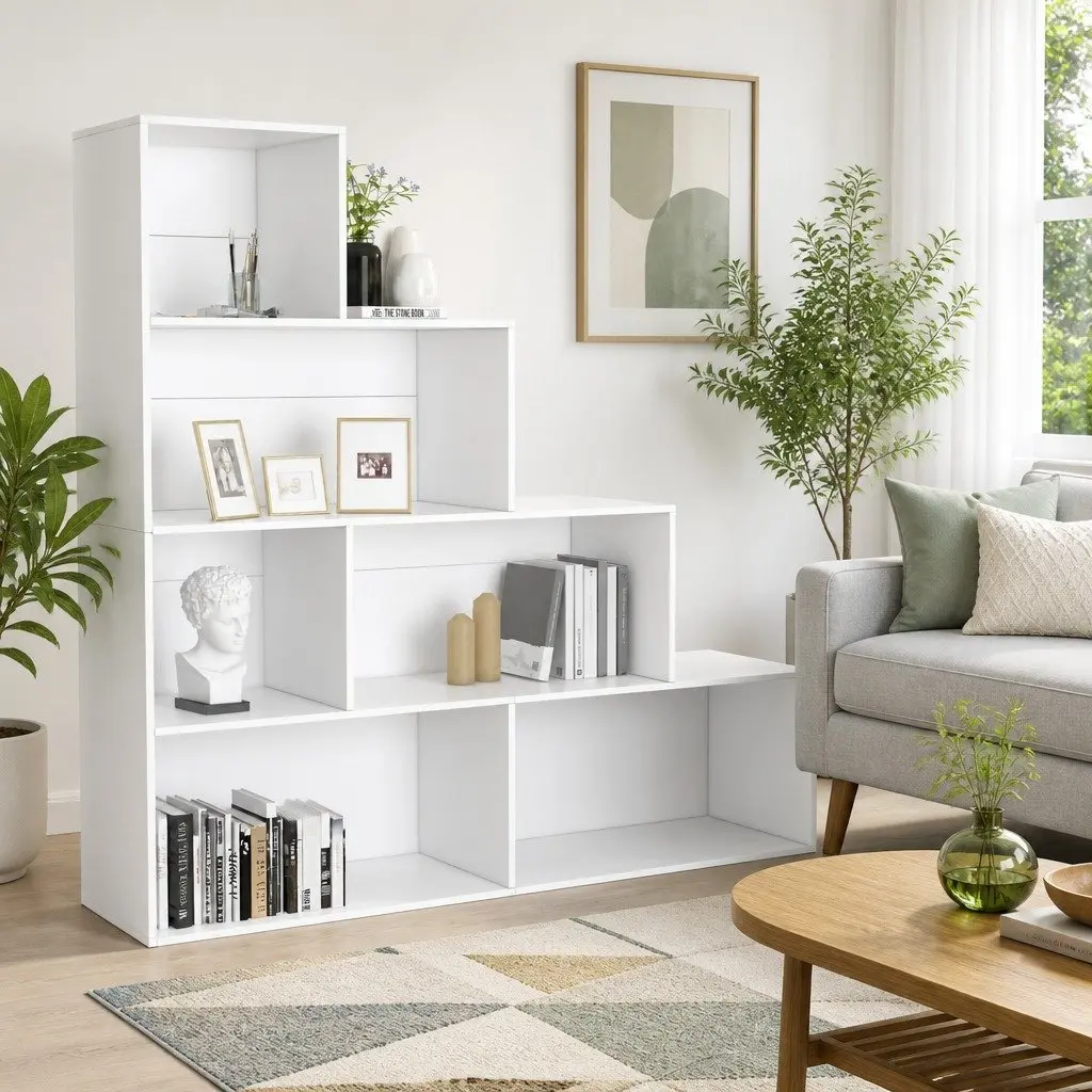 Book Cabinet Room Divider White 155x24x160 cm Open Shelf Storage Unit
