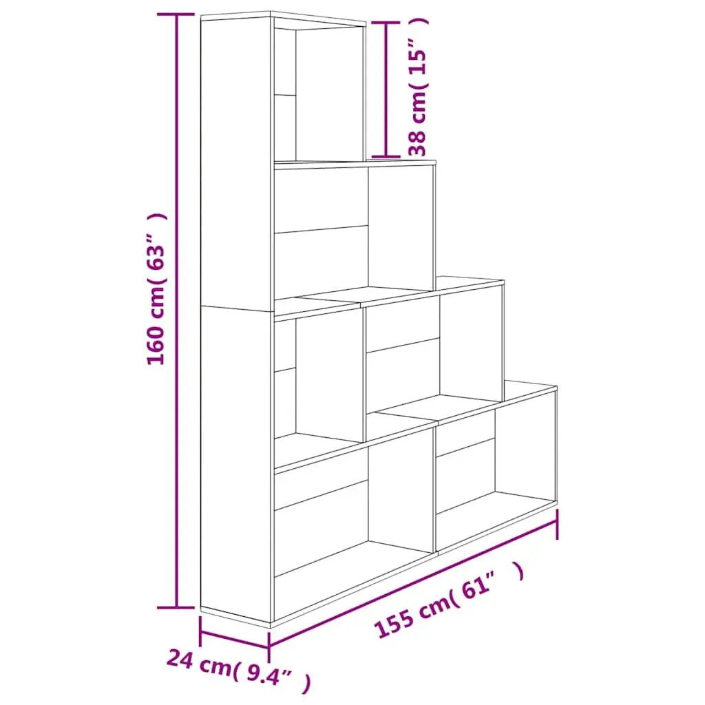 Book Cabinet Room Divider 6-Shelf 155x24x160cm Engineered Wood Storage Rack