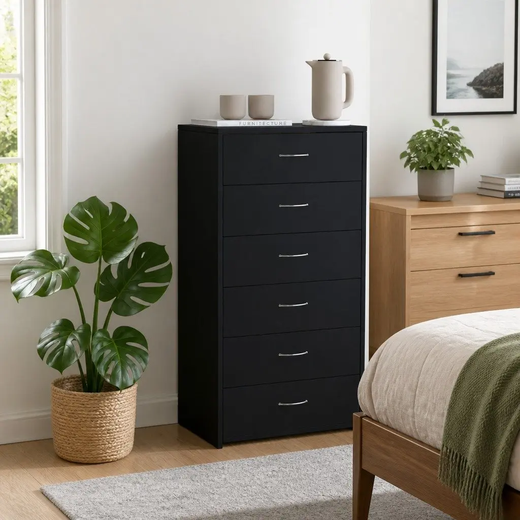 Sideboard Storage Cabinet Black Engineered Wood 50W x 34D x 96H cm