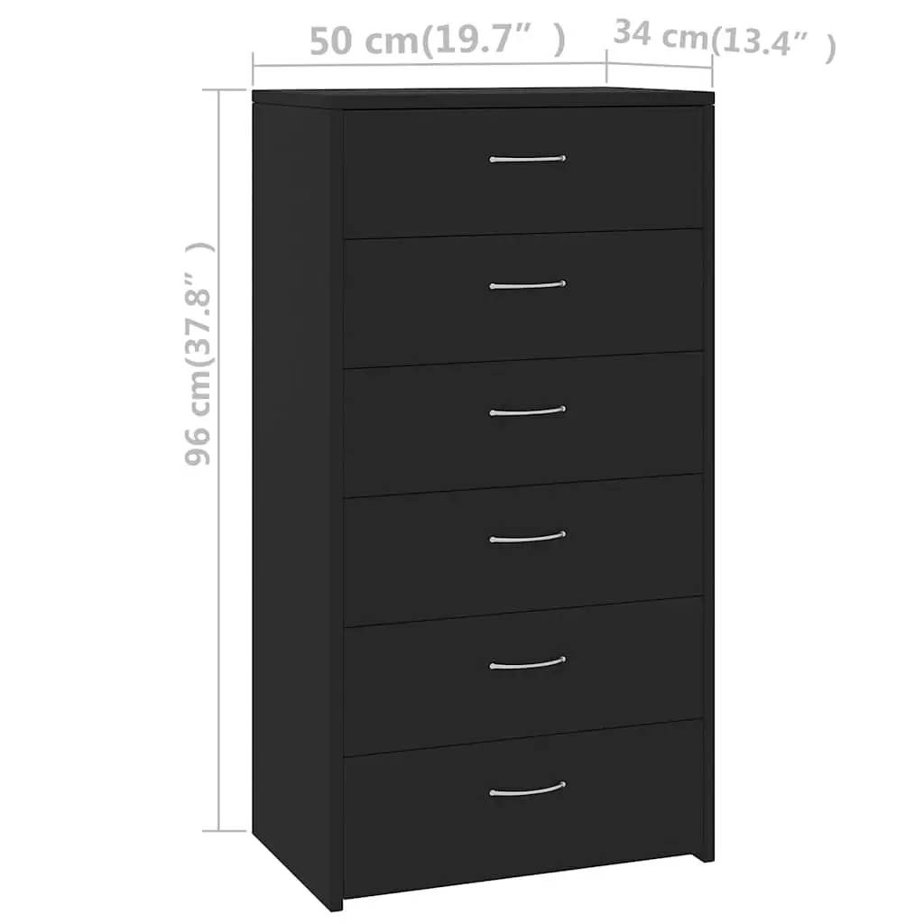 Sideboard Storage Cabinet Black Engineered Wood 50W x 34D x 96H cm