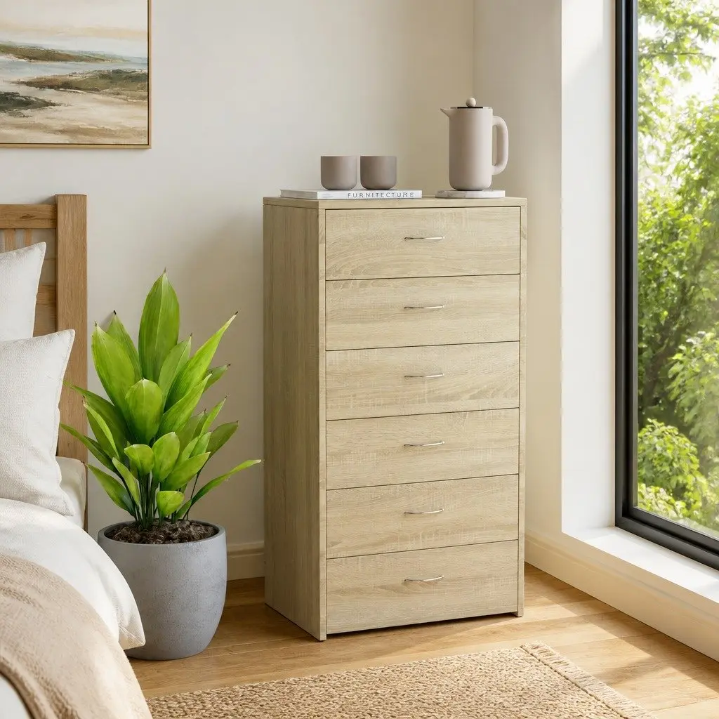 Brown Sideboard with 6 Drawers