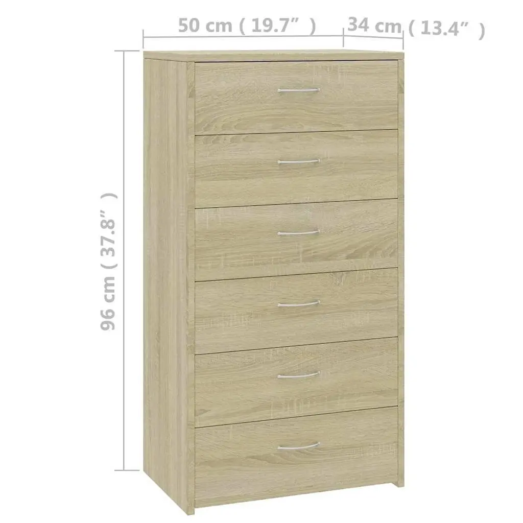 Brown Sideboard with 6 Drawers