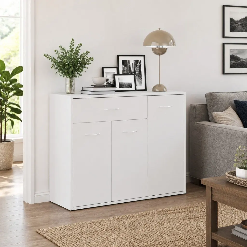 White Storage Cabinet 88x30x70 cm Sideboard