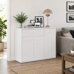 Functional White Storage Cabinet 88x30x70 cm Sideboard