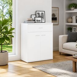 Sideboard White Storage Cabinet 2 Doors Drawer Living Room Furniture Display