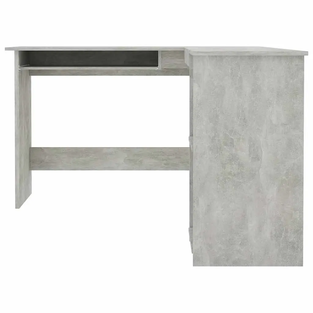L-Shaped Desk Grey Modern Office Workstation with Spacious Surface Sliding Keyboard Tray and Open Shelves