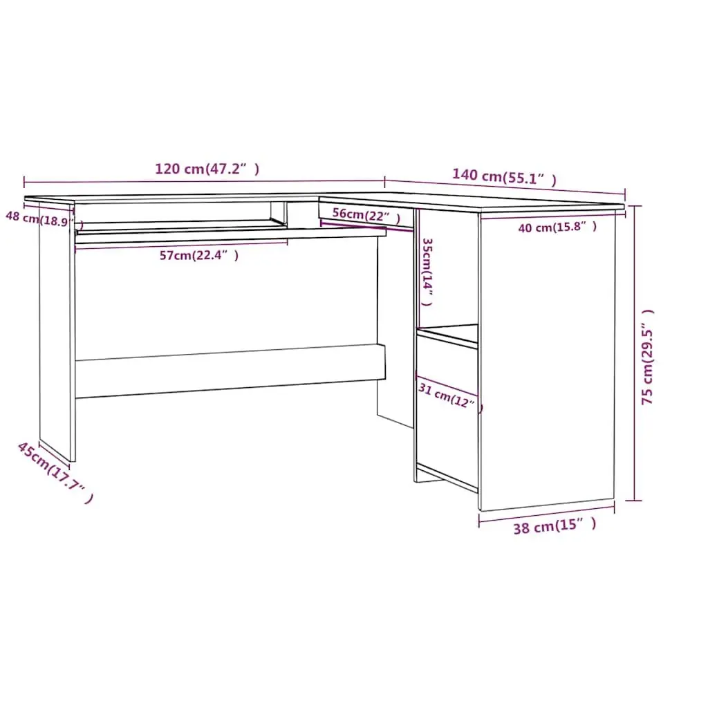 L-Shaped Desk Grey Modern Office Workstation with Spacious Surface Sliding Keyboard Tray and Open Shelves
