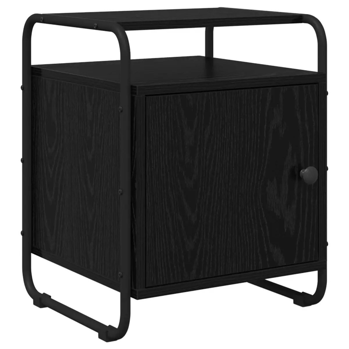 Bedside Cabinet 2 pcs Black Engineered Wood Storage Bedroom Nightstand Table