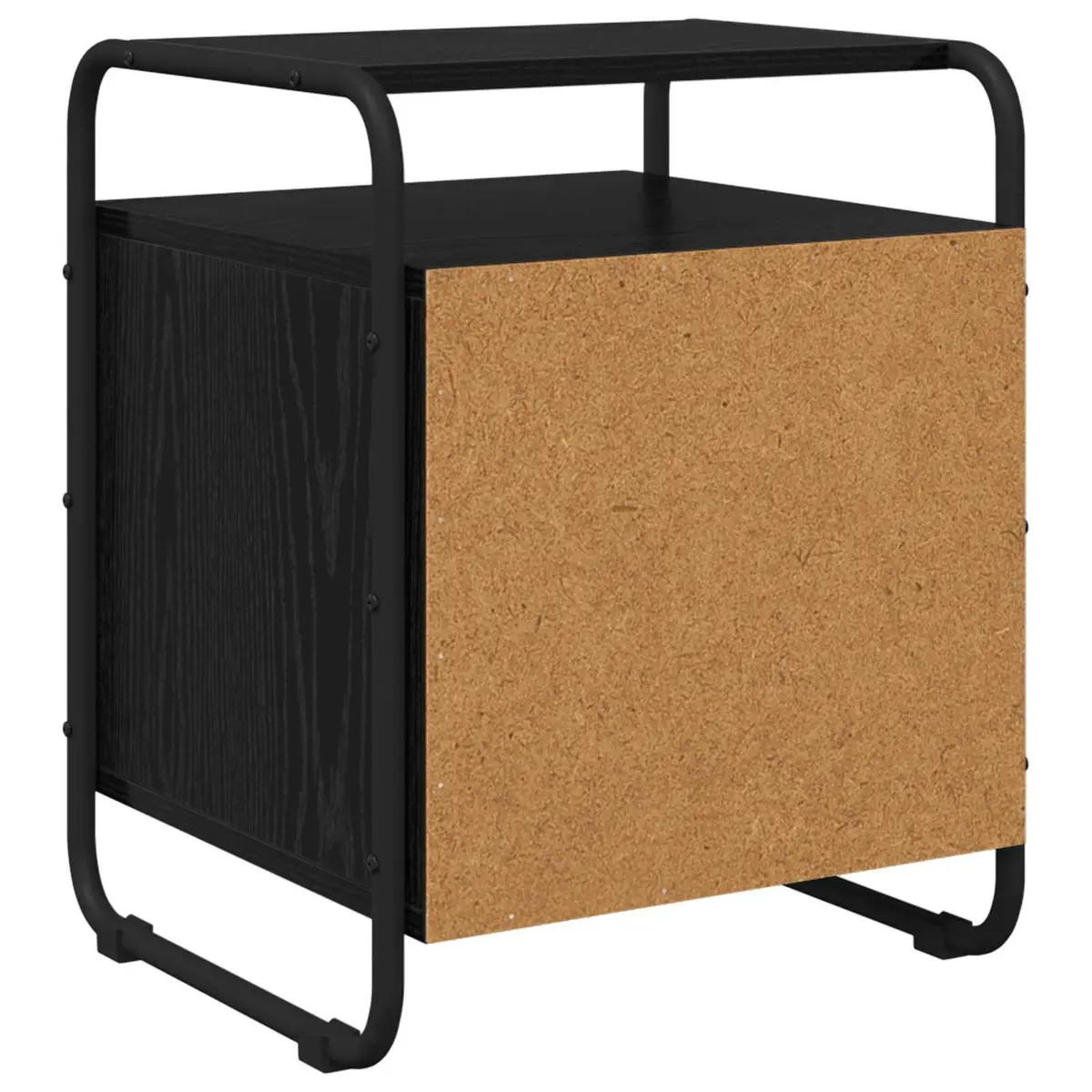 Bedside Cabinet 2 pcs Black Engineered Wood Storage Bedroom Nightstand Table