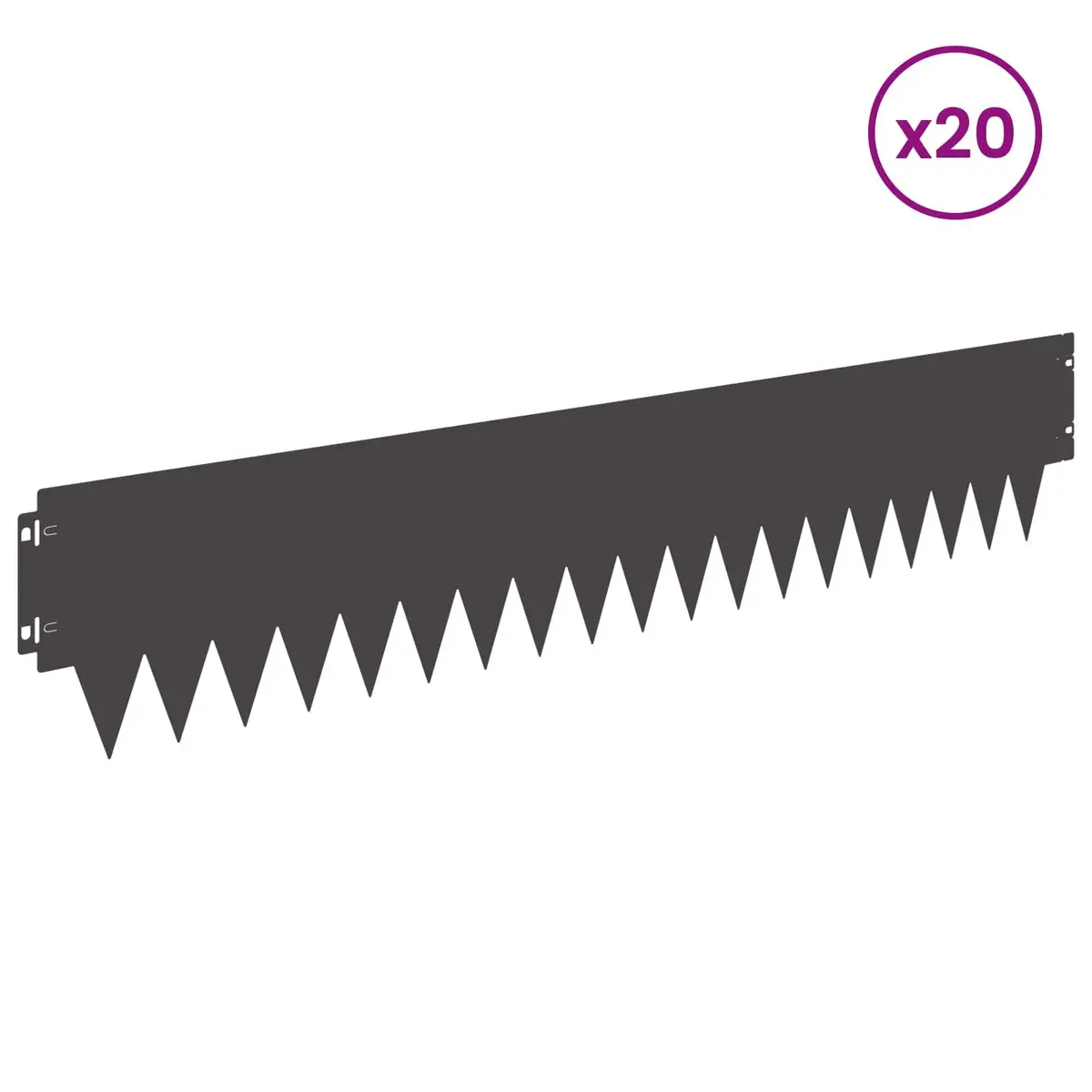 Garden Lawn Edging Steel Black Border Flexible 103 x 20 cm 20 Pieces