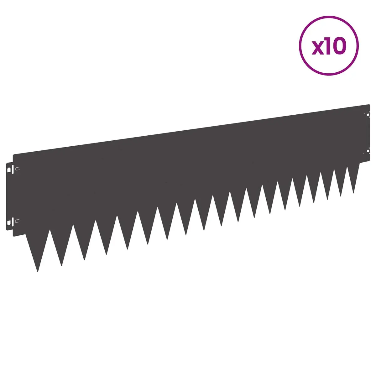 Steel Lawn Edging Flexible Black Borders 10 Piece 103 x 25 cm